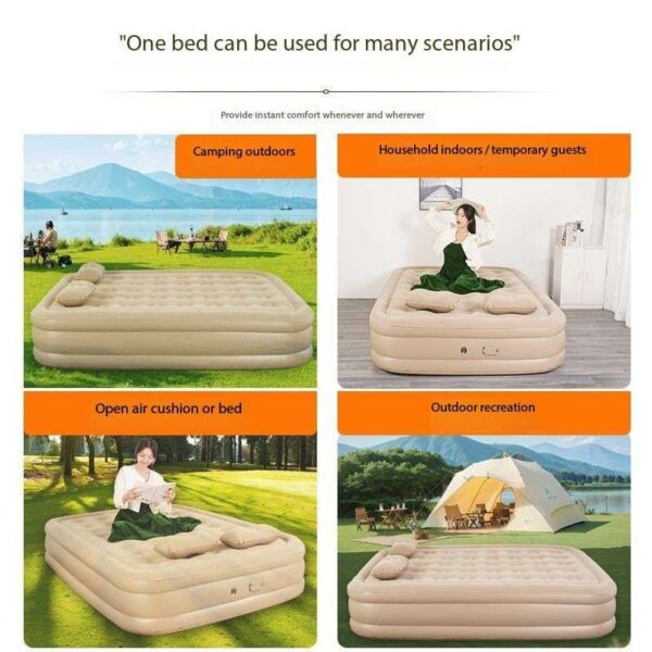 Thickened inflatable bed, fully automatic bunk bed, outdoor camping, double folding and elevated, portable single air cushion bed for home use